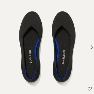 Rothy’s The Flat Round Toe Black Knit Blue Trim Ballet Size 9 Used Condition
